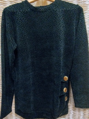 Paranoia chenille sweater green cypress new with decorative buttons size M
