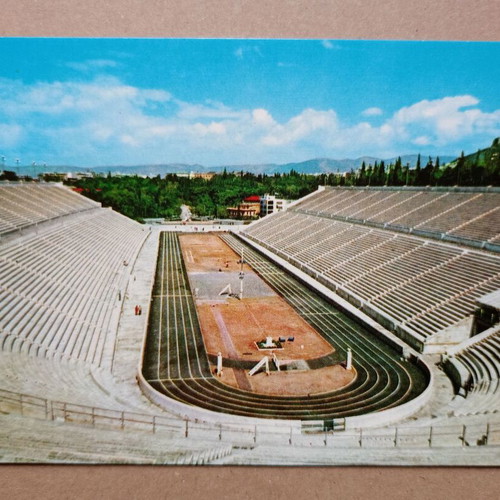 Athens Stadium postcard used, color