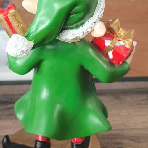Polyresin elf boy 17.5cm tabletop Christmas decoration with gifts