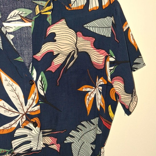 Maxi semizie dress Marlen tropical print dark blue, like new