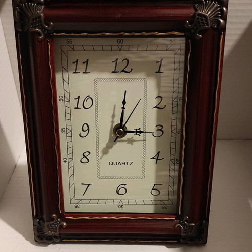 Vintage table clock new, wood color, analog