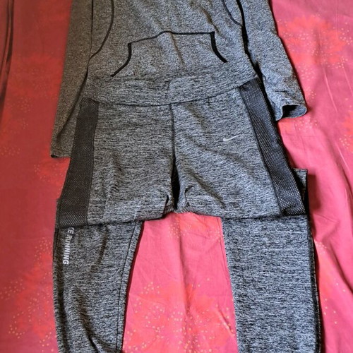 Women's set blouse and leggings used, gray, size L