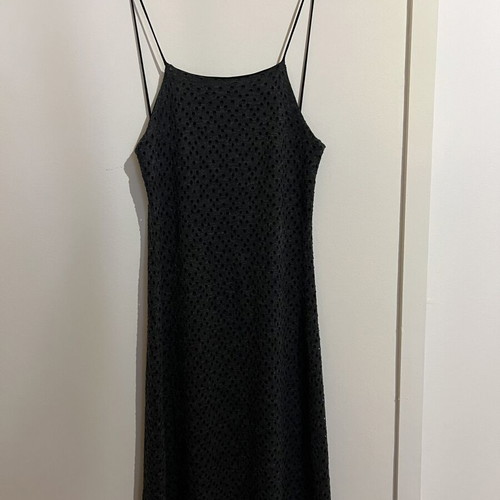 Black minimal slip dress like new with elegant fit and thin straps