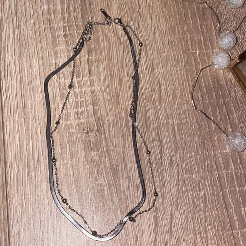 Silver double necklace new