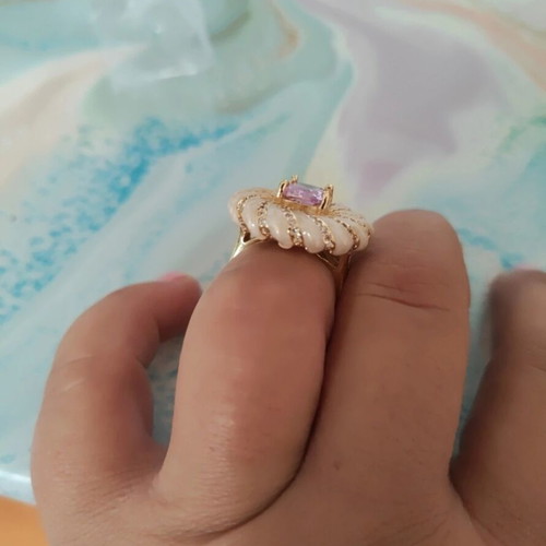 Ring with enamel and adjustable scrap stone, brand new