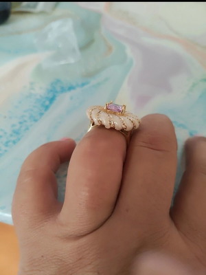 Ring with enamel and adjustable scrap stone, brand new