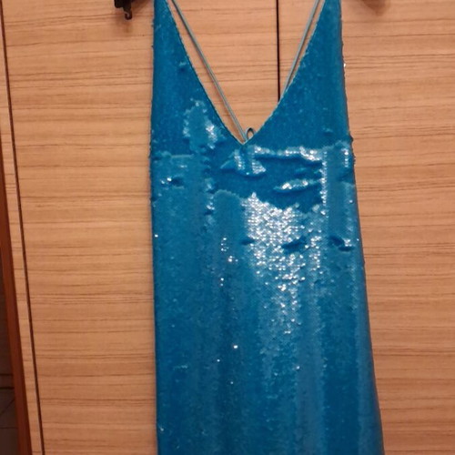 Ganni dress with paillettes new, size L 40 12, blue turquoise