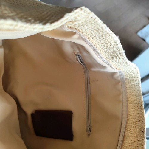 Large straw shoulder bag like new, beige and brown