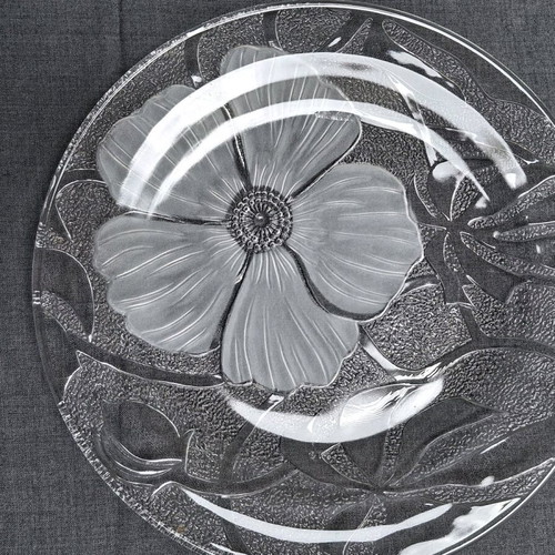 Vintage dessert set for 12 people, like new, glass with hibiscus flowers