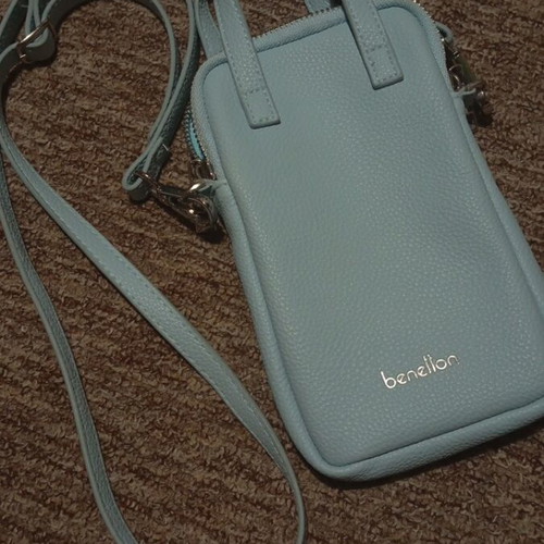 Benetton Mini Crossbody Phone Bag like new, turquoise and silver