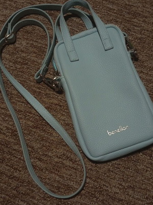 Benetton Mini Crossbody Phone Bag like new, turquoise and silver