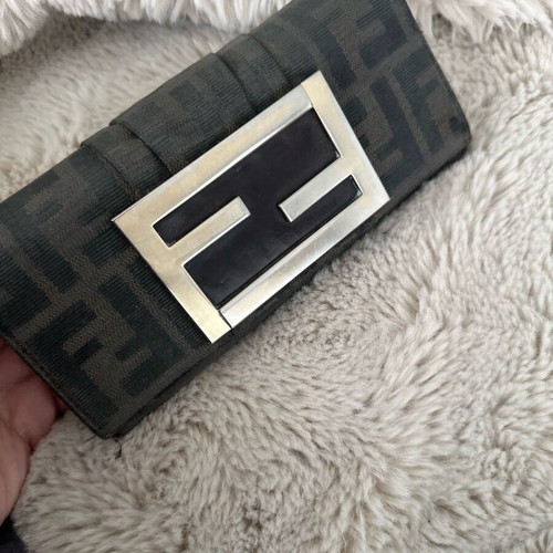 Fendi FF Zucca Monogram wallet used, vintage, black-brown
