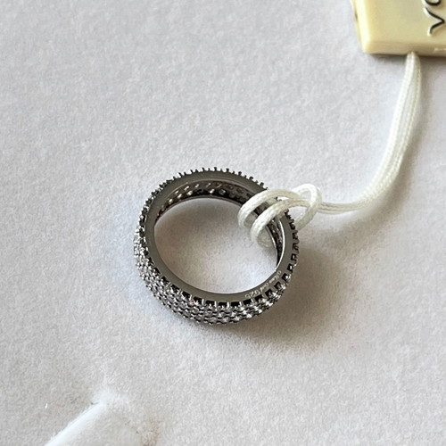 Vogue .925 Solid Silver Ring new, platinum plated with zirconia