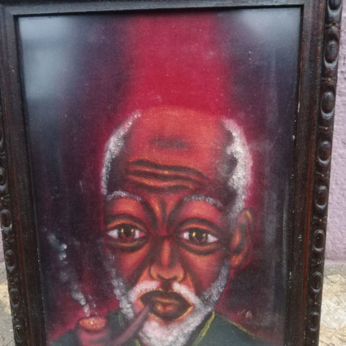 O Negros decorative frame used, wooden frame with glass 26x20 cm