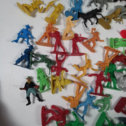 Vintage set of Indians and Cowboys with horses and tents used