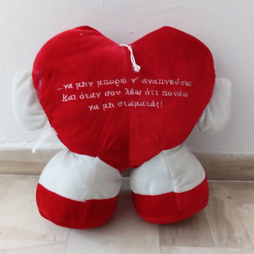 Plush heart used with small stains
