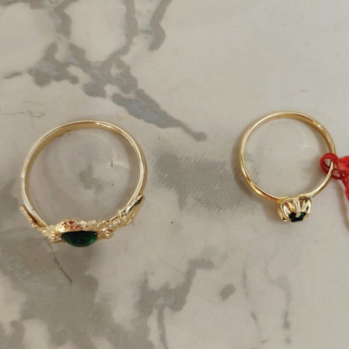 Vintage women's and children's ring 1960s, green and gold