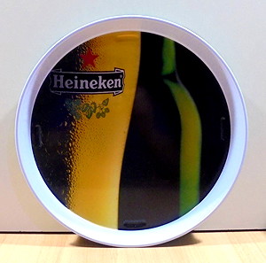 Heineken μπίρα διαφημιστικός μεταλλικός δίσκος σερβιρίσματος #2