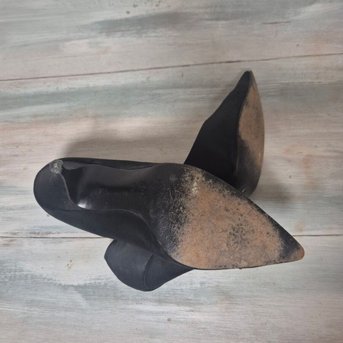 Satin black pumps used, size 38, heel height 9 cm