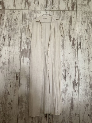 Stradivarius Cotton Blend Midi Shirt Dress Size M Like New Beige
