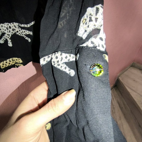 Rosso di Sera Y2K Leopard Print Shirt like new, black
