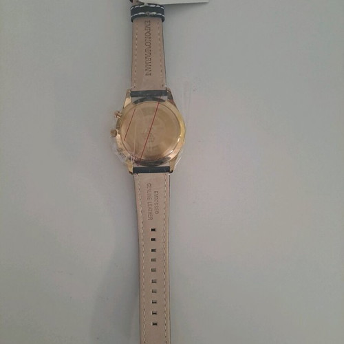 Emporio Armani men's wristwatch new, blue dial with gold accents