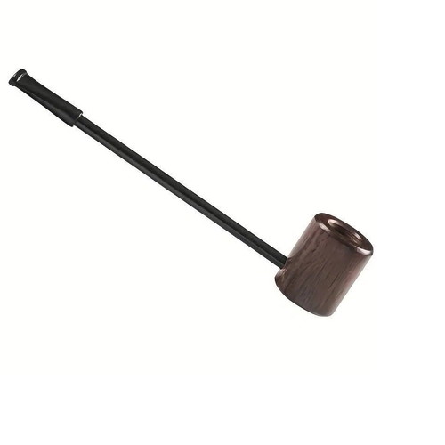 Smoking pipe wood/metal modern brown with free stand base