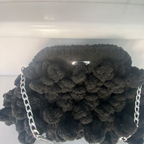 Puffy Pop Corn Handmade Bag Like New, Black, Medium Size