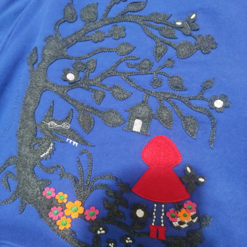 Handmade jacket with skirt like new, size Large, blue