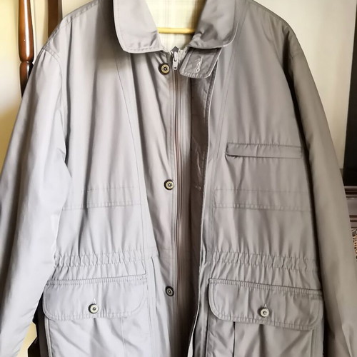 Marson Sportswear men's grey winter jacket with beige check lining, size 54