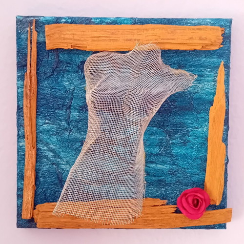 Handmade frame "Soma" new, mixed technique on 20x20 cm canvas