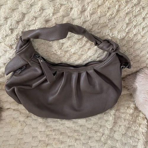 Shoulder bag gray-brown like new with unique shape