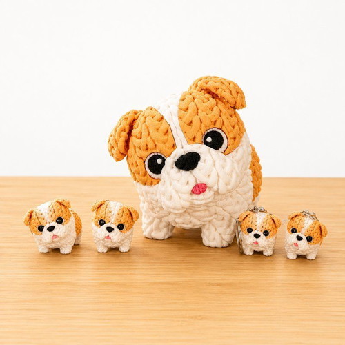 Bulldog crochet-style 3D printed figure