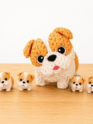 Bulldog crochet-style 3D printed figure