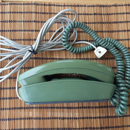Vintage Western Electric Trimline Rotary Phone like new, moss green