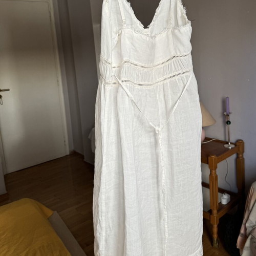 Coquette Aesthetic Cottagecore Linen Dress like new, white, size XL