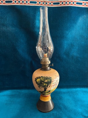 Vintage ceramic handmade oil lamp used