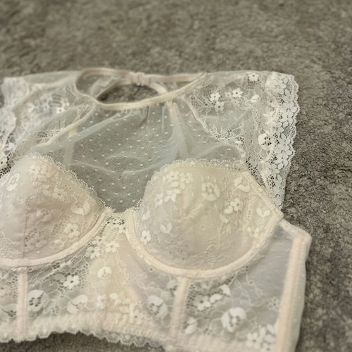 Esmara Lingerie Bustier 75A used, beige lace and tulle