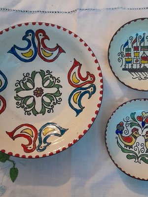 Moissiadis enamel set of 3 bowls used with painted decoration