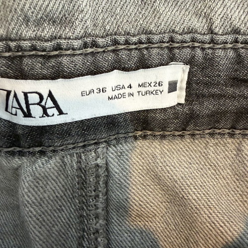 ZARA Z1975 high-waisted grey paperbag jeans, size EUR 36