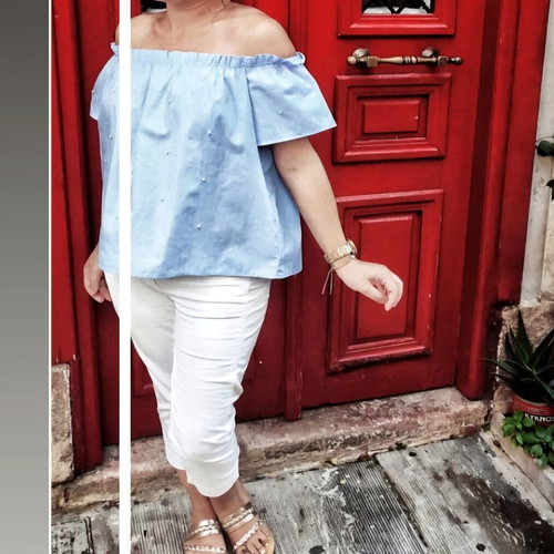 Ciel Off-Shoulder Top S/M with Embroidered Pearls, Like New