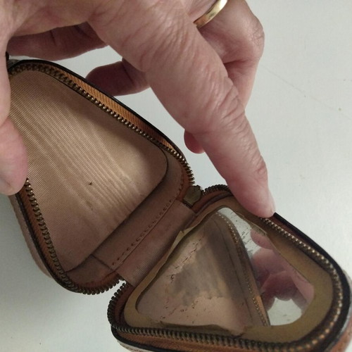 Vintage Italian leather travel wallet with mirror used