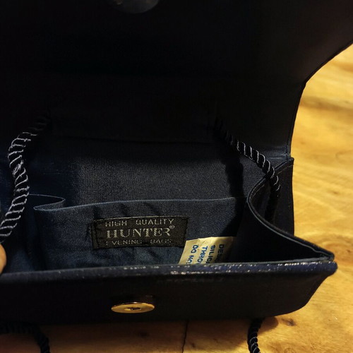 Hunter Blue Evening Bag Shoulder New Satin Texture