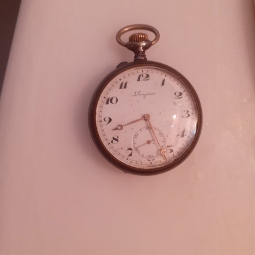 Longines pocket watch collectible used, 100 years old, silver with gold