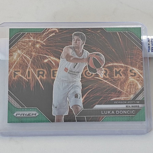 Luka Doncic Real Madrid Panini Prizm Fireworks card numbered 25