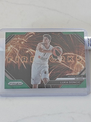 Luka Doncic Real Madrid Panini Prizm Fireworks card numbered 25