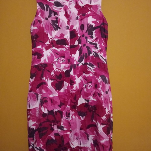 Laura Ashley Pink Floral Wedding Guest Dress 100% Linen like new