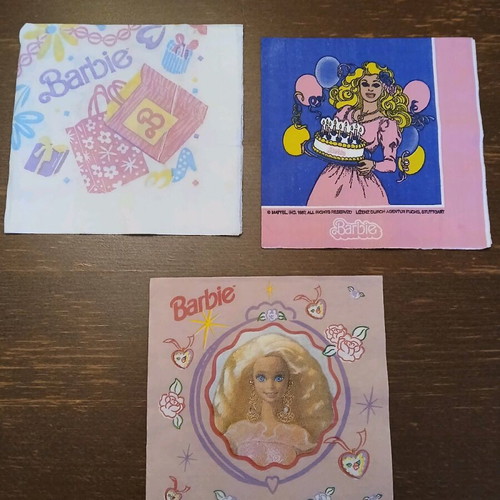 Barbie collectible napkins 1980 like new, set of 3 pieces