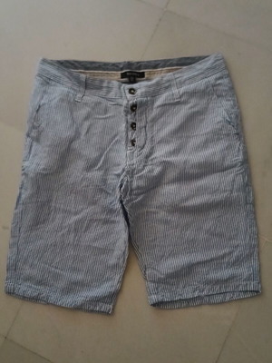 Bershka Men's Striped Linen Viscose Bermuda Shorts Size M Like New