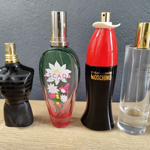 Perfume bottles used, collection with Escada, Prada, Lancome, Moschino